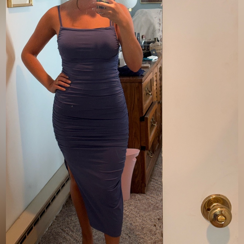 Abercrombie & Fitch Purple Ribbed Asymmetrical Dress
